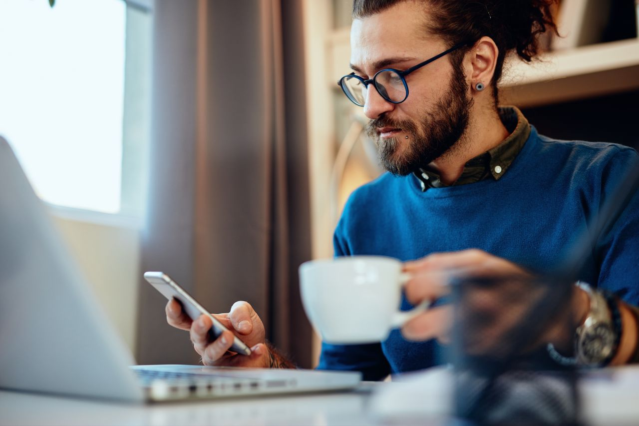 Man looking at phone